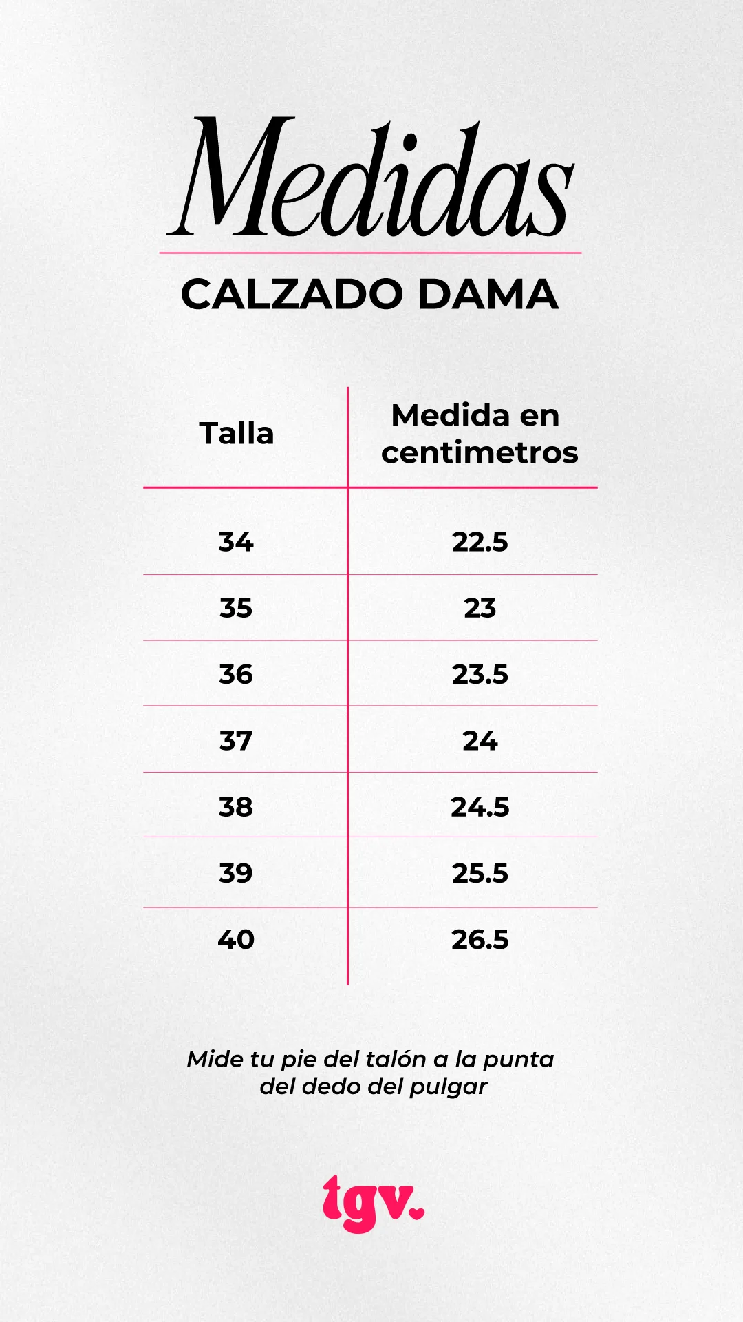 F medidas calzado